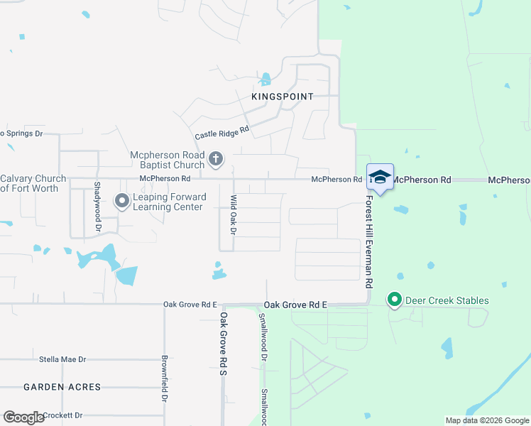 map of restaurants, bars, coffee shops, grocery stores, and more near 1516 Silver Oak Lane in Fort Worth
