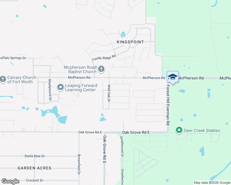 map of restaurants, bars, coffee shops, grocery stores, and more near 1416 Silver Oak Lane in Fort Worth