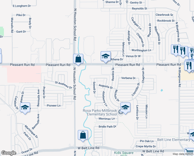 map of restaurants, bars, coffee shops, grocery stores, and more near 2278 Montclair Street in Lancaster