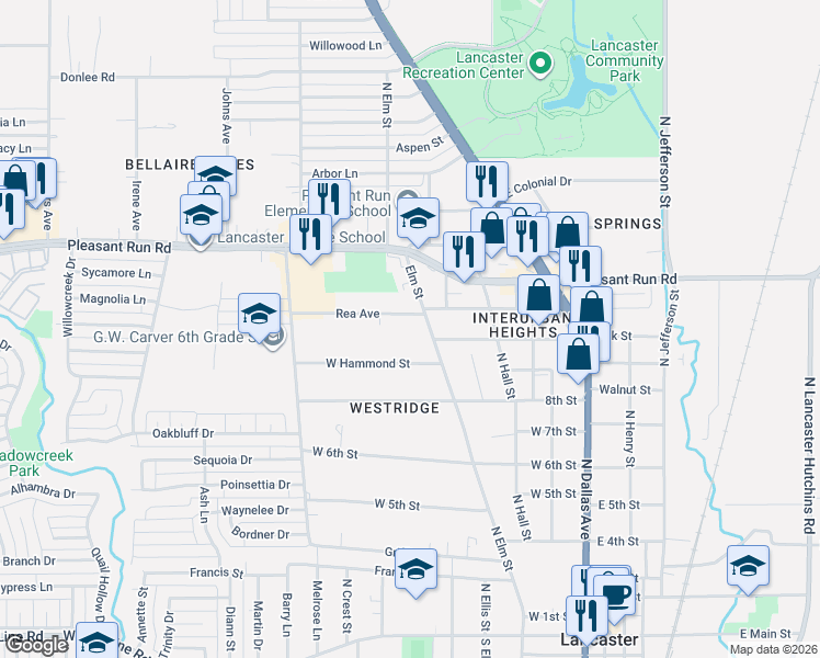 map of restaurants, bars, coffee shops, grocery stores, and more near 512 Rea Ave in Lancaster