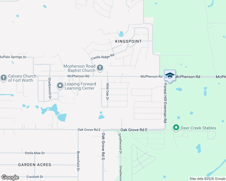 map of restaurants, bars, coffee shops, grocery stores, and more near 1416 Silver Oak Lane in Fort Worth