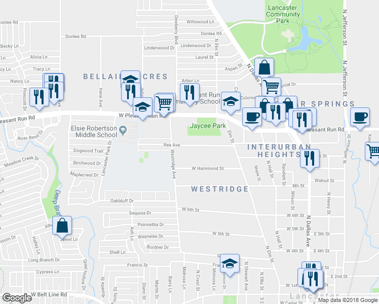 map of restaurants, bars, coffee shops, grocery stores, and more near 604 Rea Avenue in Lancaster