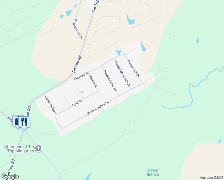 map of restaurants, bars, coffee shops, grocery stores, and more near 328 Brazos Ridge Drive in Weatherford