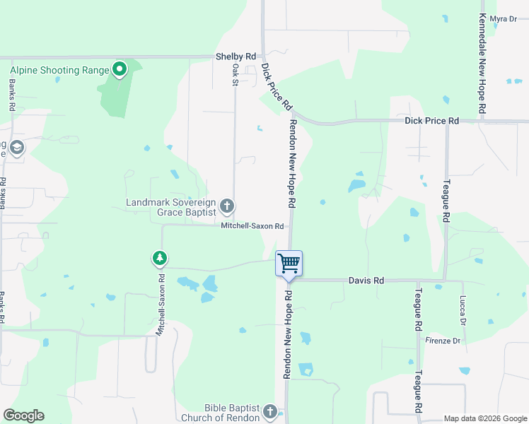map of restaurants, bars, coffee shops, grocery stores, and more near 5881 Mitchell-Saxon Road in Fort Worth
