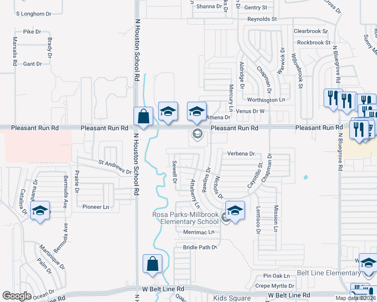 map of restaurants, bars, coffee shops, grocery stores, and more near 2217 Montclair Street in Lancaster
