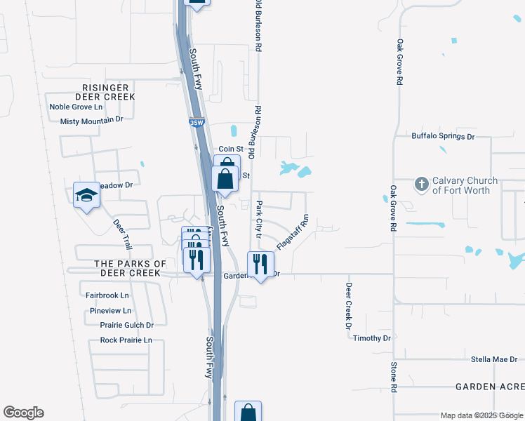 map of restaurants, bars, coffee shops, grocery stores, and more near 10524 Park City tr in Fort Worth