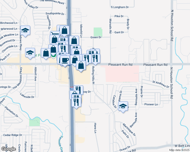 map of restaurants, bars, coffee shops, grocery stores, and more near 246 Rolling Hills Place in Lancaster