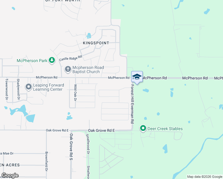 map of restaurants, bars, coffee shops, grocery stores, and more near 10300 Forest Hill Everman Road in Burleson