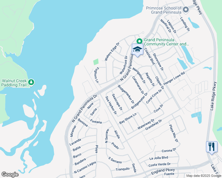 map of restaurants, bars, coffee shops, grocery stores, and more near 2760 Portside Drive in Grand Prairie