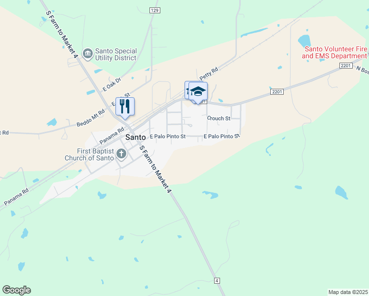 map of restaurants, bars, coffee shops, grocery stores, and more near 216 East Palo Pinto Street in Santo