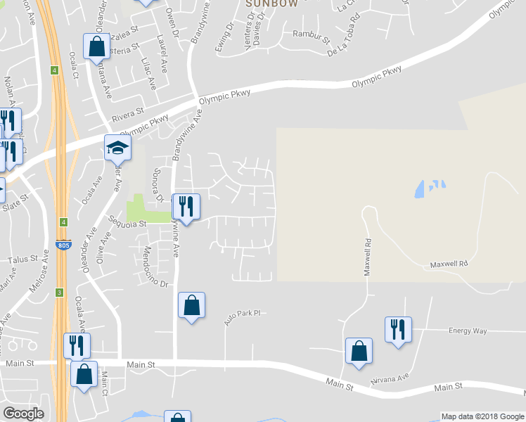 map of restaurants, bars, coffee shops, grocery stores, and more near 684 False Point Court in Chula Vista