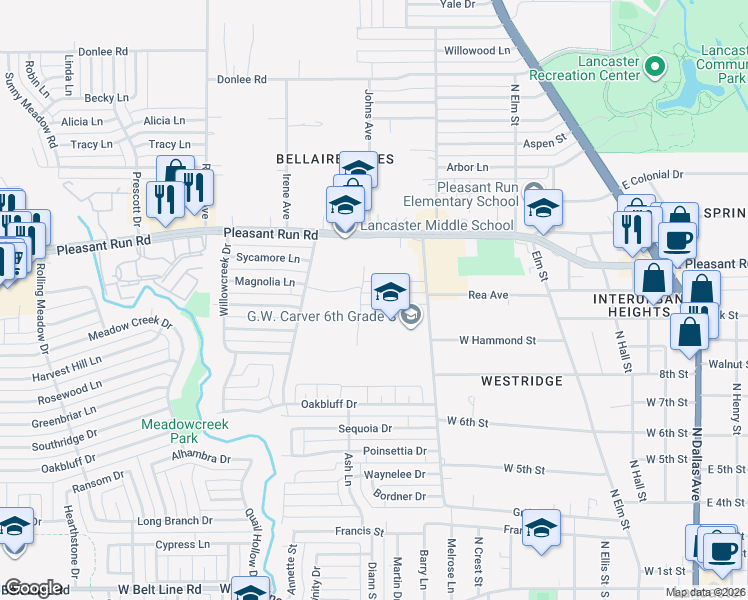 map of restaurants, bars, coffee shops, grocery stores, and more near 818 Rea Avenue in Lancaster