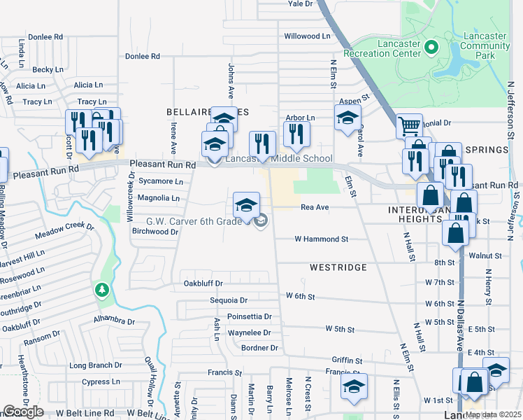 map of restaurants, bars, coffee shops, grocery stores, and more near 722 Rea Avenue in Lancaster