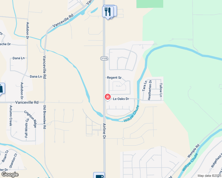 map of restaurants, bars, coffee shops, grocery stores, and more near 1513 Lexington Drive in Bossier City