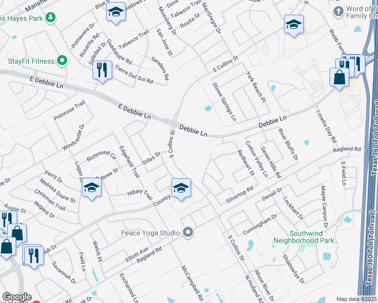map of restaurants, bars, coffee shops, grocery stores, and more near 501 Cassia Way in Arlington
