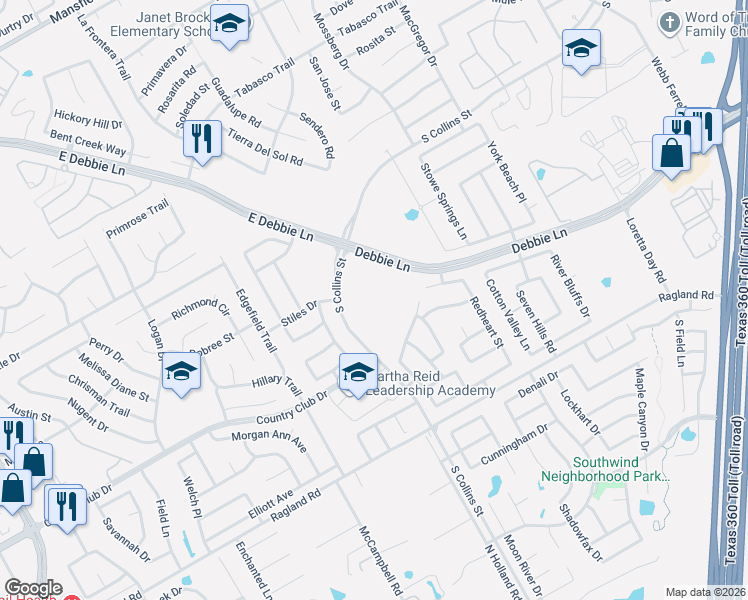 map of restaurants, bars, coffee shops, grocery stores, and more near 501 Cassia Way in Arlington