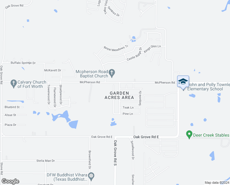 map of restaurants, bars, coffee shops, grocery stores, and more near 10533 Many Oaks Drive in Fort Worth