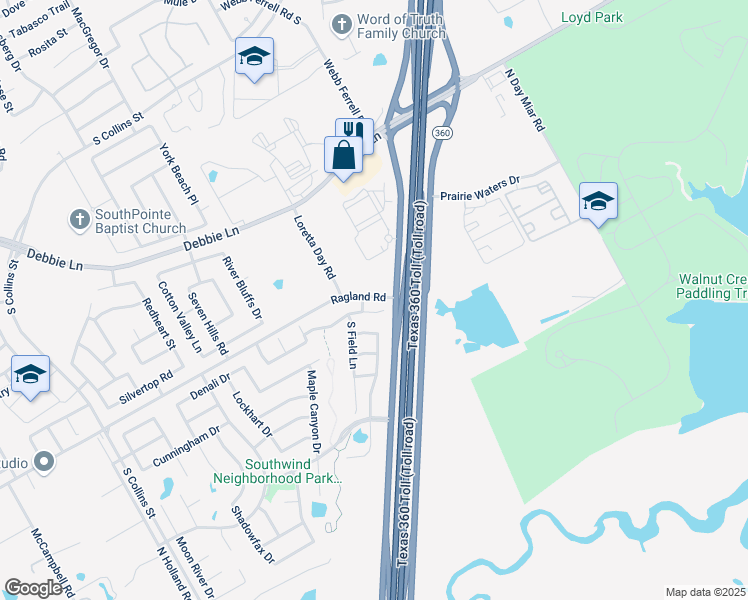 map of restaurants, bars, coffee shops, grocery stores, and more near 712 Farmstead Drive in Arlington