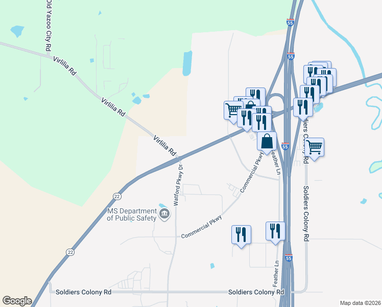 map of restaurants, bars, coffee shops, grocery stores, and more near 1633 West Peace Street in Canton