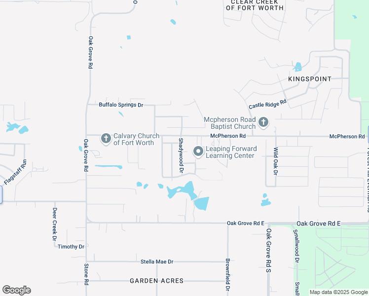 map of restaurants, bars, coffee shops, grocery stores, and more near 10525 Shadywood Drive in Fort Worth