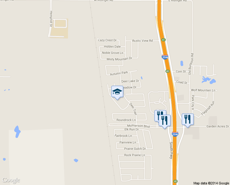 map of restaurants, bars, coffee shops, grocery stores, and more near 521 Ashdale Drive in Fort Worth