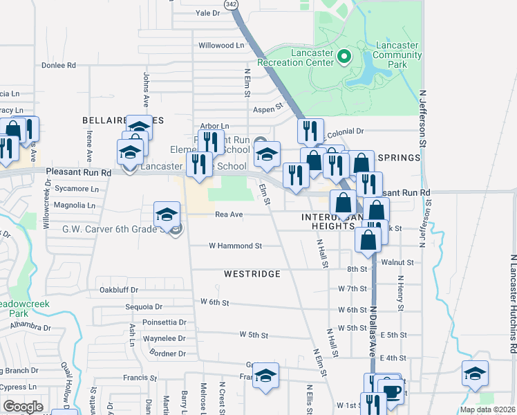 map of restaurants, bars, coffee shops, grocery stores, and more near 512 Rea Avenue in Lancaster