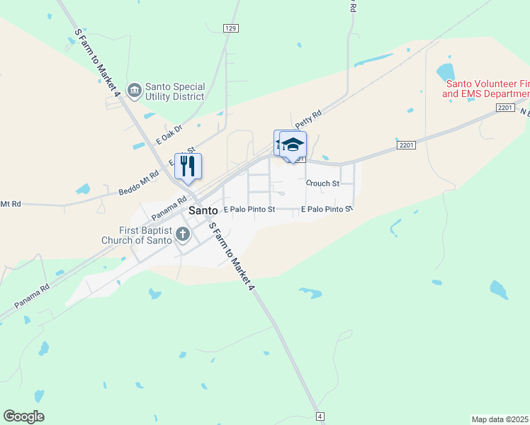map of restaurants, bars, coffee shops, grocery stores, and more near 216 East Palo Pinto Street in Santo