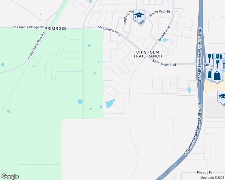 map of restaurants, bars, coffee shops, grocery stores, and more near 9855 Old Granbury Road in Crowley