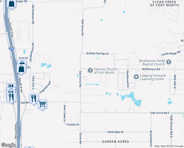 map of restaurants, bars, coffee shops, grocery stores, and more near 700 McPherson Road in Fort Worth