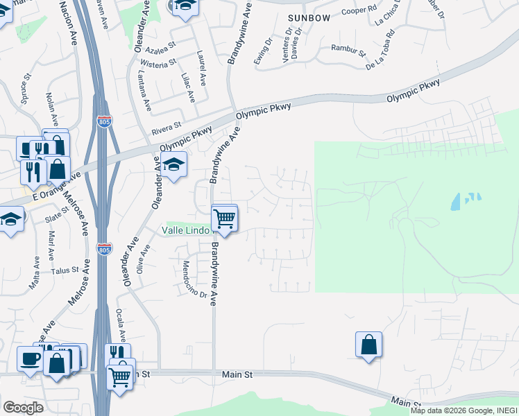 map of restaurants, bars, coffee shops, grocery stores, and more near 613 Point Vicente Court in Chula Vista