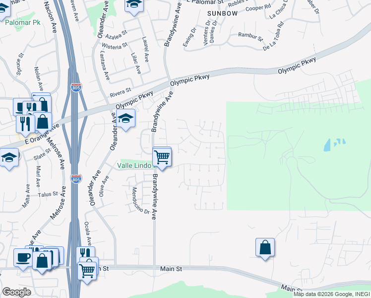 map of restaurants, bars, coffee shops, grocery stores, and more near 1566 Point Pacific Court in Chula Vista