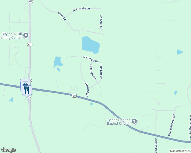 map of restaurants, bars, coffee shops, grocery stores, and more near 133 Fullbright Road in Minden