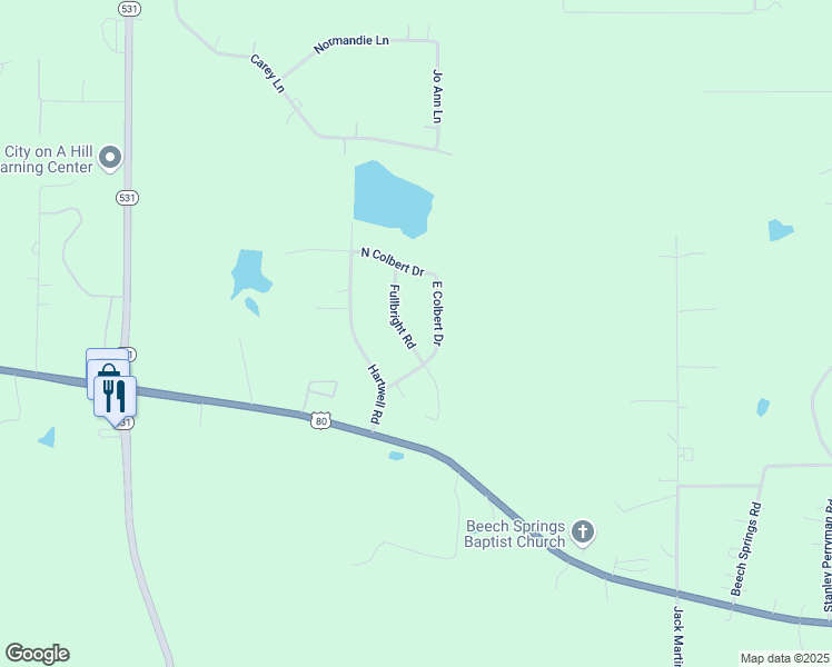 map of restaurants, bars, coffee shops, grocery stores, and more near 133 Fullbright Road in Minden