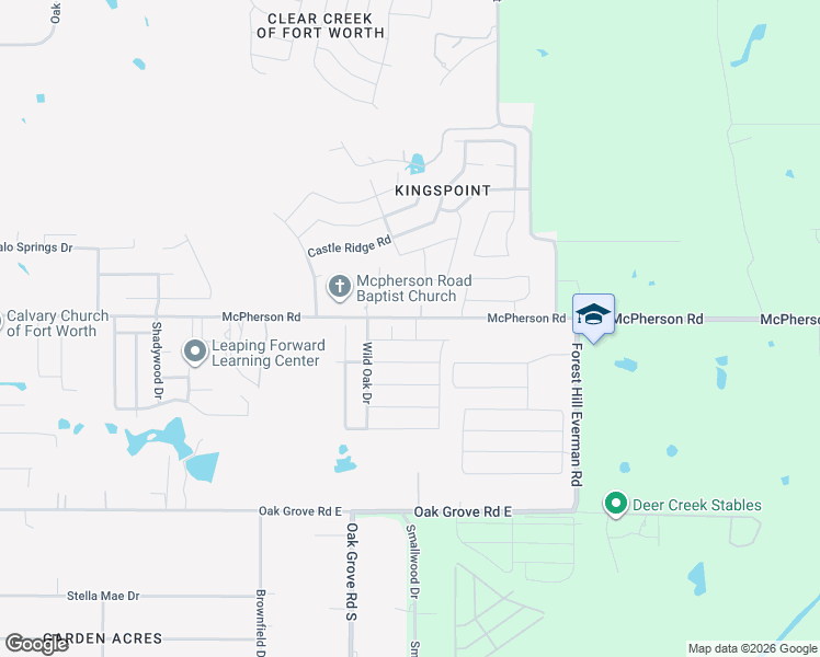 map of restaurants, bars, coffee shops, grocery stores, and more near 1501 McPherson Road in Fort Worth