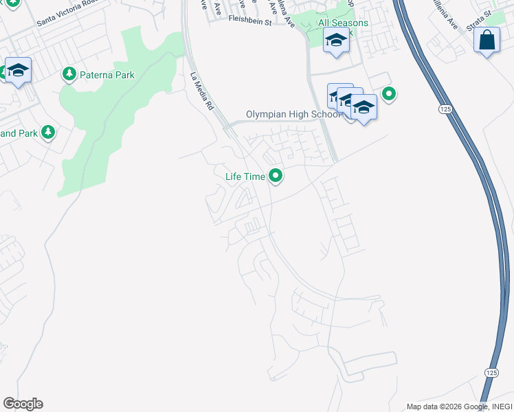 map of restaurants, bars, coffee shops, grocery stores, and more near La Media Road in Chula Vista