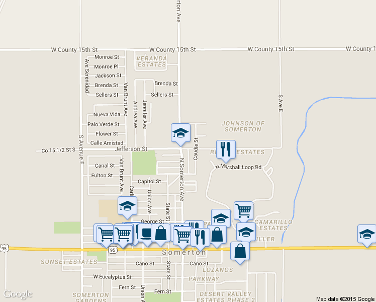map of restaurants, bars, coffee shops, grocery stores, and more near Somerton Ally in Somerton