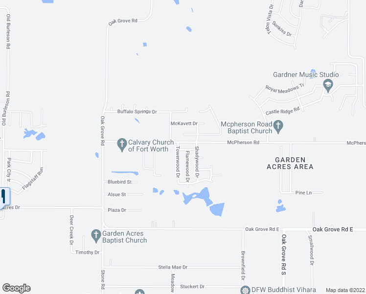 map of restaurants, bars, coffee shops, grocery stores, and more near 1009 Olivewood Lane in Fort Worth