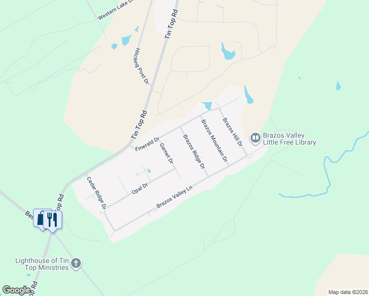 map of restaurants, bars, coffee shops, grocery stores, and more near 312 Brazos Ridge Drive in Weatherford