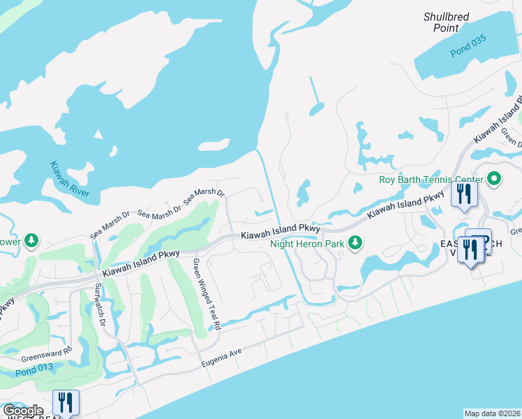 map of restaurants, bars, coffee shops, grocery stores, and more near 519 Ruddy Turnstone in Johns Island