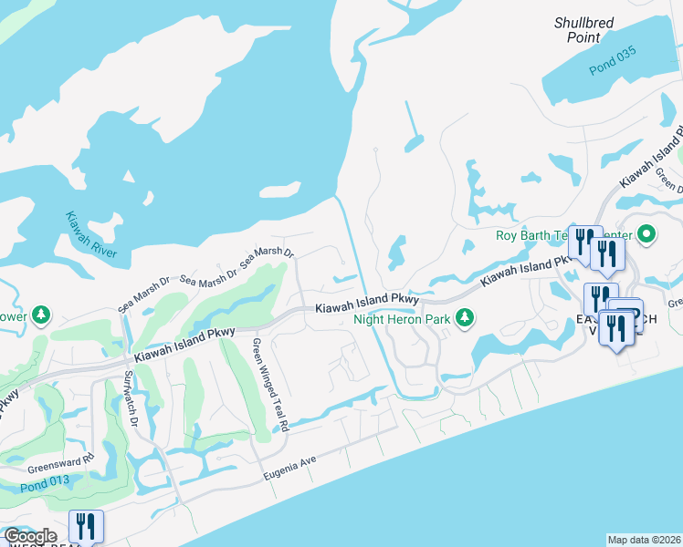 map of restaurants, bars, coffee shops, grocery stores, and more near 519 Ruddy Turnstone in Johns Island