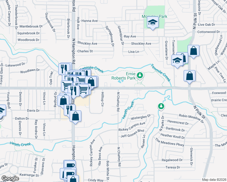 map of restaurants, bars, coffee shops, grocery stores, and more near 320 Pleasant Run Road in DeSoto