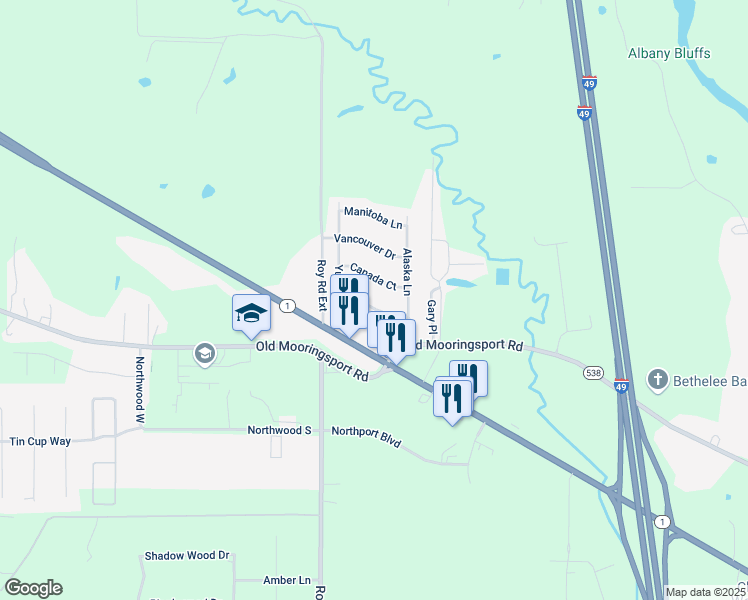 map of restaurants, bars, coffee shops, grocery stores, and more near 5940 Yukon Drive in Shreveport