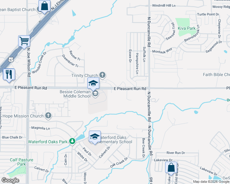 map of restaurants, bars, coffee shops, grocery stores, and more near in Cedar Hill