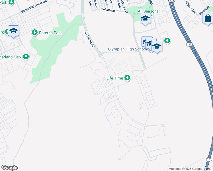 map of restaurants, bars, coffee shops, grocery stores, and more near La Media Road in Chula Vista