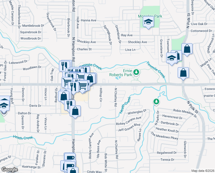 map of restaurants, bars, coffee shops, grocery stores, and more near 320 Pleasant Run Road in DeSoto