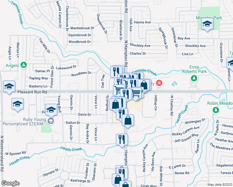 map of restaurants, bars, coffee shops, grocery stores, and more near 104 West Pleasant Run Road in DeSoto