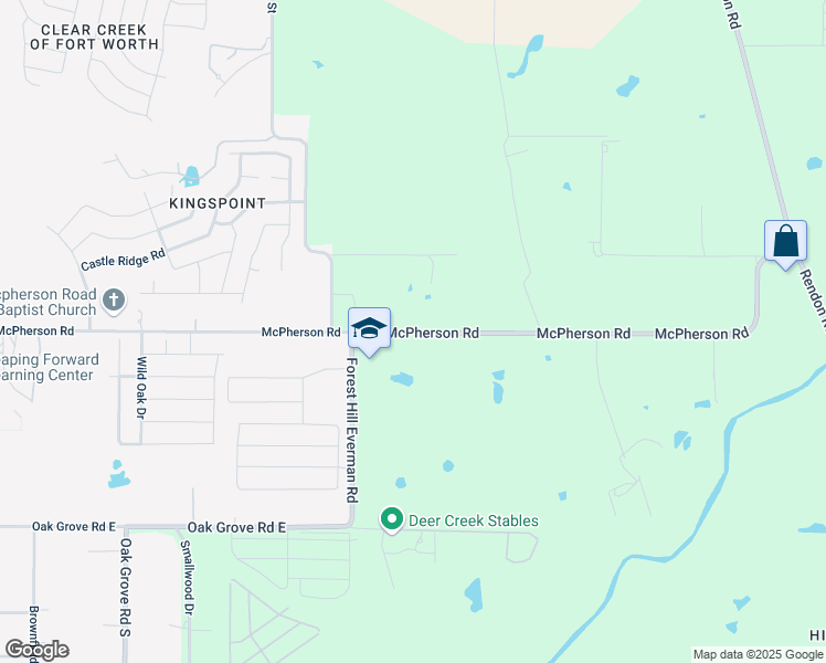 map of restaurants, bars, coffee shops, grocery stores, and more near 2203 McPherson Road in Fort Worth