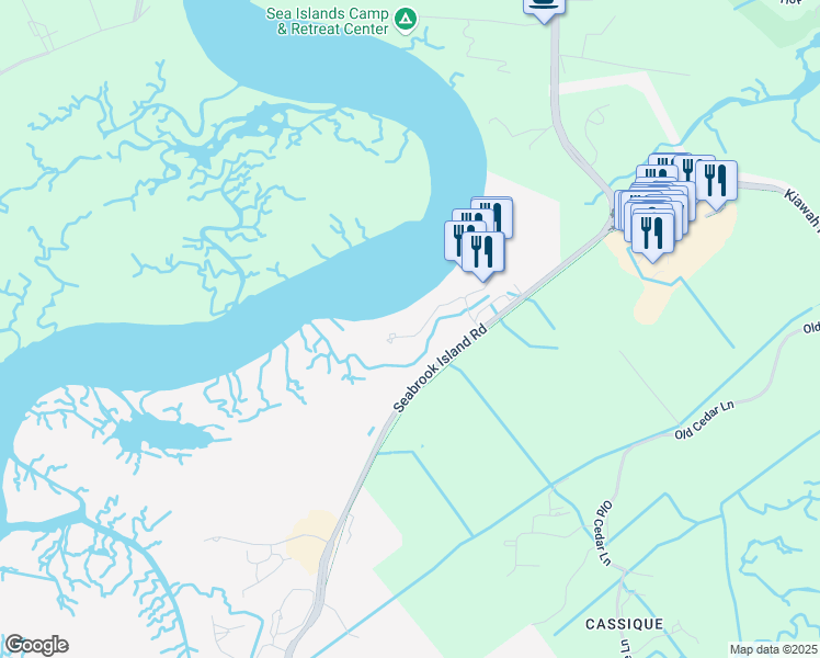 map of restaurants, bars, coffee shops, grocery stores, and more near 1938 Marsh Oak Lane in Johns Island
