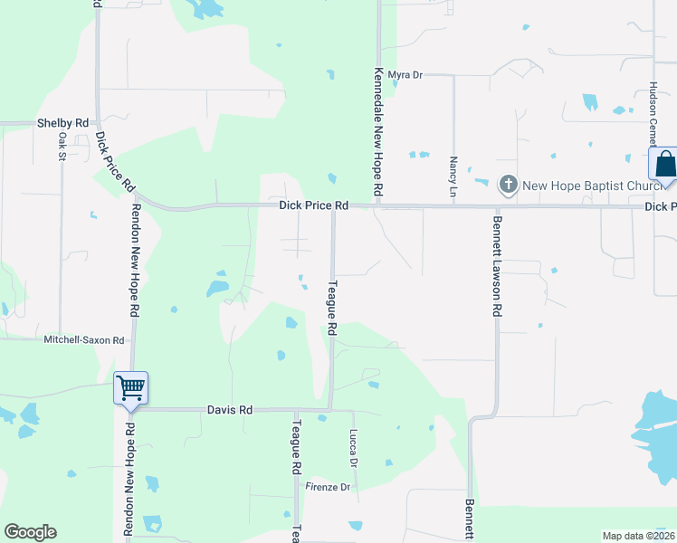 map of restaurants, bars, coffee shops, grocery stores, and more near 5241 Teague Road in Fort Worth
