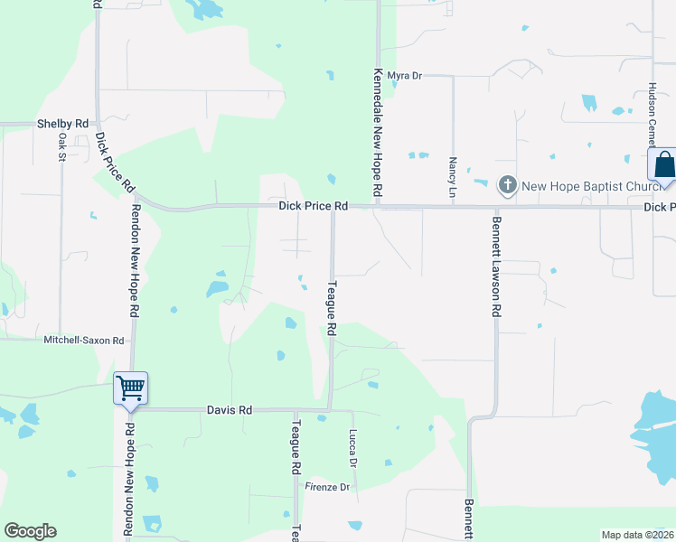 map of restaurants, bars, coffee shops, grocery stores, and more near 5241 Teague Road in Fort Worth